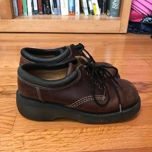 brown dr. martens leather shoes